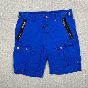 RLX Ralph Lauren Blue Cargo Parachute Shorts Slim Fit Size 32